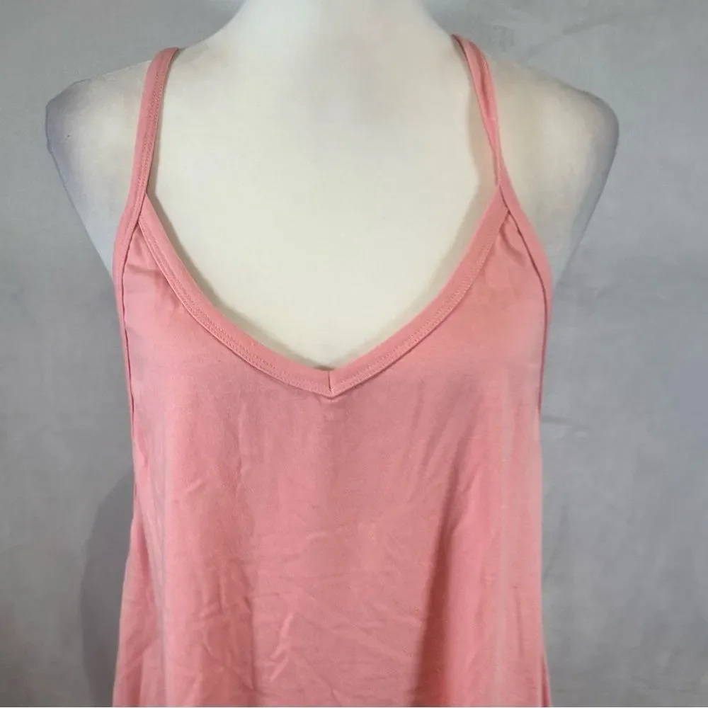 Pink pocketed cotton blend vneck jersey romper size large